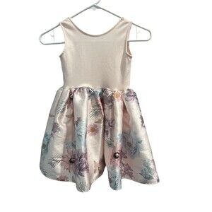 H&M Girls Flared Shirt Dress, Round Neck, Sleeveless Size US 5-6. Floral